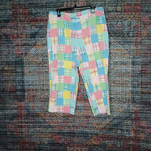 Brooks Brothers womens colorful patchwork plaid capris 14 EUC - Picture 1 of 5